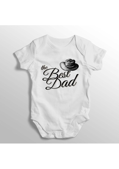 İmaj Tuğbababy The Best Dad Yazılı Baskılı Bebek Zıbını Beyaz