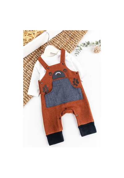 Babymod Ayıcık İşlemeli Erkek Bebek Tulum Salopet Takım 001