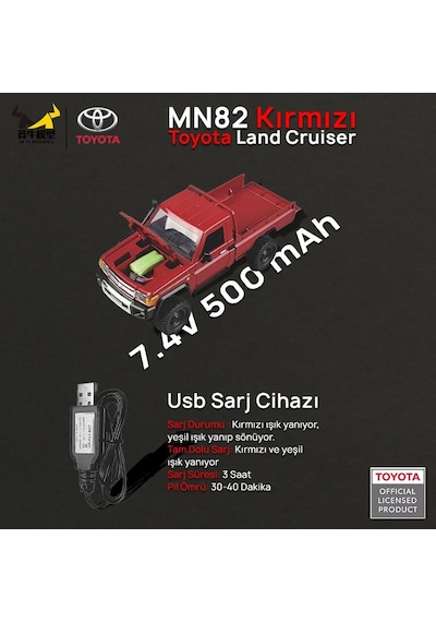 Mn Model Mn82 1/12 Toyota Land Cruiser Lc79 4wd Rc Model Crawler Offroad Uzaktan Kumandalı Araba Truck Rtr Lisanslı Kırmızı+dahili Işık Seti Mn-82 Mnmodel/mn82-red