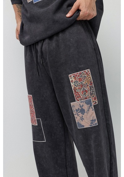 Oversize Baskılı Eşofman Takım Siyah