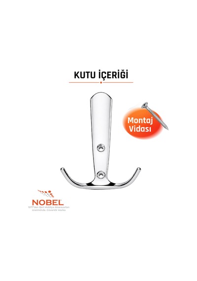 Focus Portmanto Askısı, Metal Vestiyer Askısı, 72 Gr, Dolap Ve Duvar Askılığı, Krom Vidalı