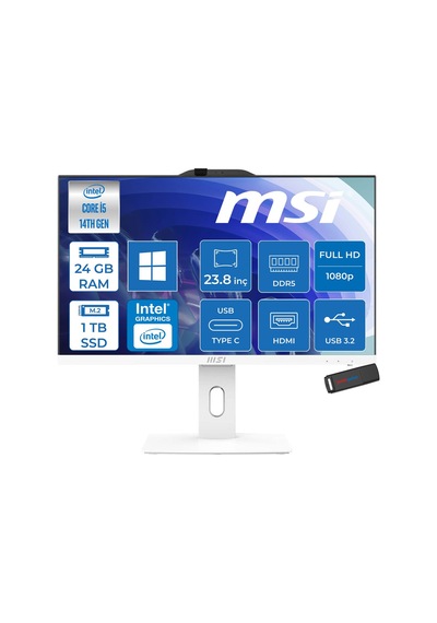 MSI PRO AP242P 14M-1201EU-P08 i5-14400 24 GB 1 TB SSD 23.8" W11P AIO Masaüstü Bilgisayar