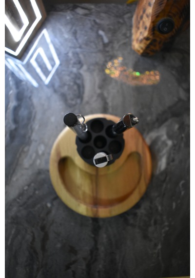 Alüminyum Revolver & Ahşap Tasarım Kalemlik Graphıte Carbon & Kayın