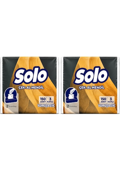 Solo Çek-al Mendil 2 Adet 150'li 3 Katlı Yumuşak Mendil