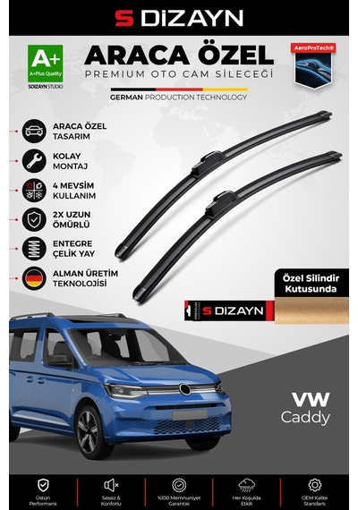 S-dizayn Vw Caddy 4 Ön Cam Silecek Seti 2020 Üzeri Premium Araca Özel 70-40 Cm A+ Kalite