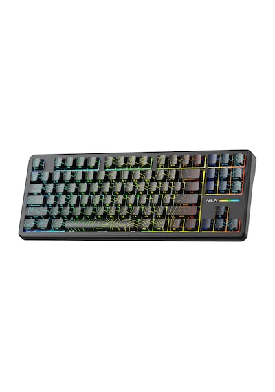 Aula F87 Pro Mekanik Rgb Tkl Kayhua İntelligent Switch Kablosuz Makrolu Hot Swap Klavye Desenli Siyah