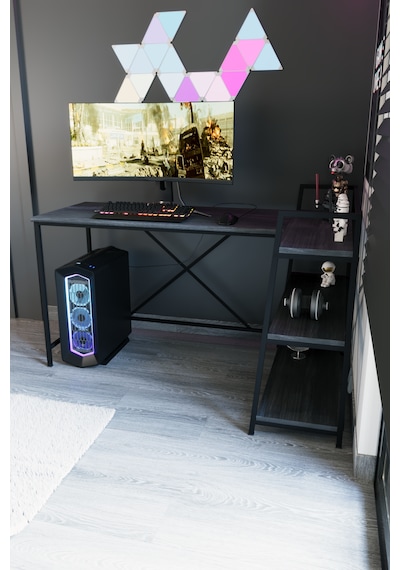 Siyah Oyuncu Masası, Çift Yön Kullanıma Uygun, Bilgisayar Masası, Gamer Masası, Gaming Masa, L Masa - Ss-l Siyah