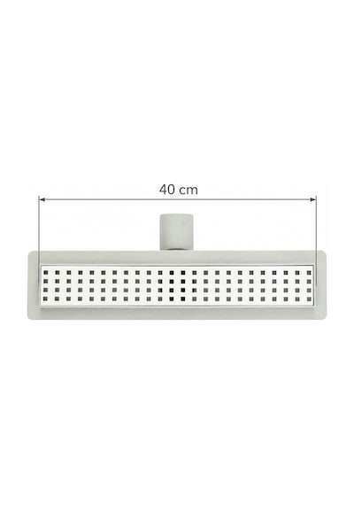 40 Cm Beyaz Lineer 304 Paslanmaz Çelik Kaplamalı Duş Kanalı Izgara Yer Süzgeci Kare Delikli Koku Önleyici