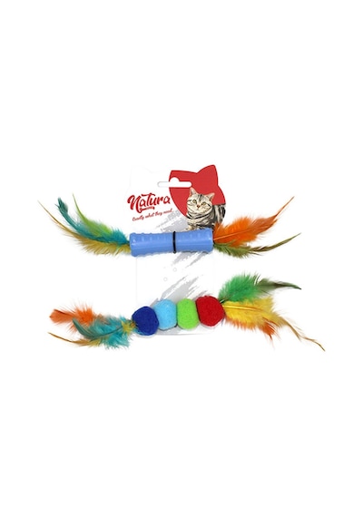 Natura PTC-061 Plastik ve Toplu İkili Kedi Diş Kaşıma Oyuncağı Çok Renkli