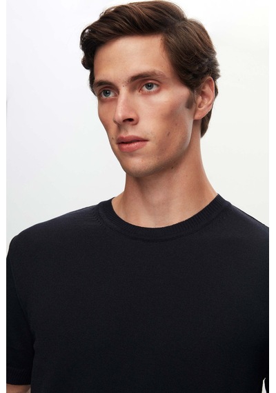 Twn Slim Fit Lacivert Düz Örgü T-shirt 5ef060638904m 101
