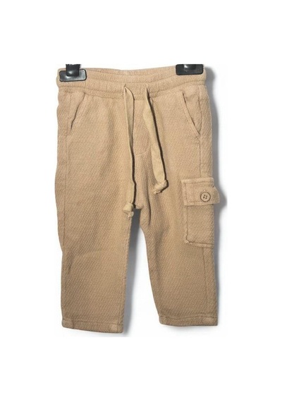 Nanica Kids Erkek Çocuk Beli Lastikli Dokulu Kargo Pantolon-15728 Kahverengi