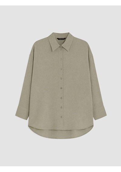 Lcw Everyday Haki Dokulu Oversize Kadın Gömlek
