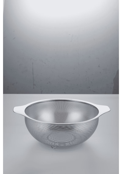 Oms Collection Perla Ayaklı %100 Paslanmaz Çelik İnce Delikli Süzgeç 7504 - 22 Cm - Gümüş