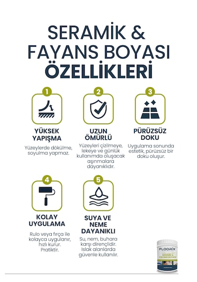 Floorix Seramik Ve Fayans Boyası 1 Kg Antrasit