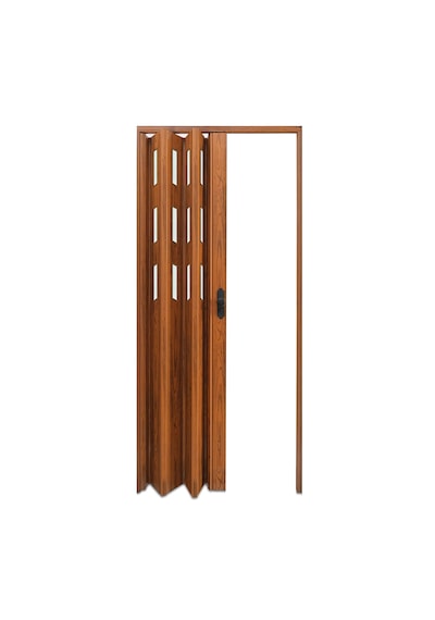 Faran Dekorasyon 102 x 230 Ceviz Renk Camlı Pvc Akordiyon Kapı - FRNAKMODEL-0-140