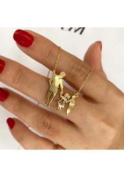 Simurg Jewellery Gümüş Baba Kız Erkek Çocuk Kolye