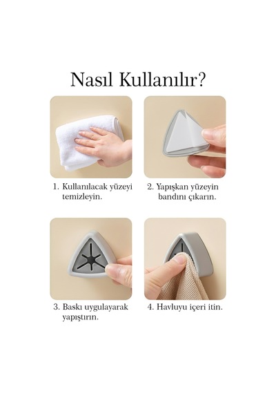 4'Lü Yapışkanlı Havlu Askısı Bez Tutucu Mutfak Banyo Lavabo Organizeri