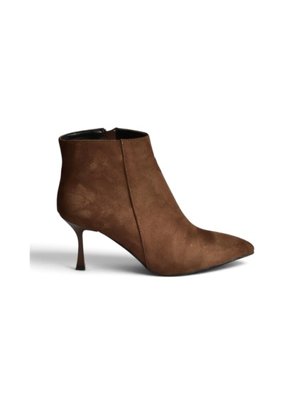 Fox Shoes N282102102 Kahverengi Süet İnce Topuklu Sivri Burun Kadın Bot