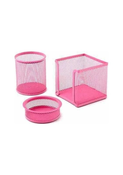3 Lü Metal Kalemlik Seti Perfore Pembe N11.12099
