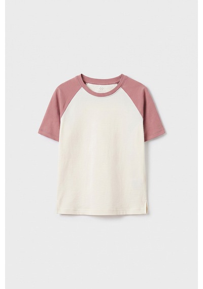 Ekru-gül Kurusu Standart Fit Reglan Kollu Kız Çocuk T-shirt - 75180 Ekru/gül Kurusu