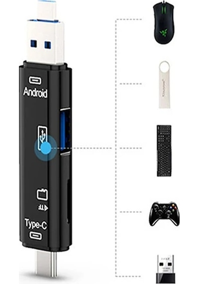 Smart Otg 3in1 Type-c Ve Micro Usb Tf Card Reader Otg- 5775 Renkli