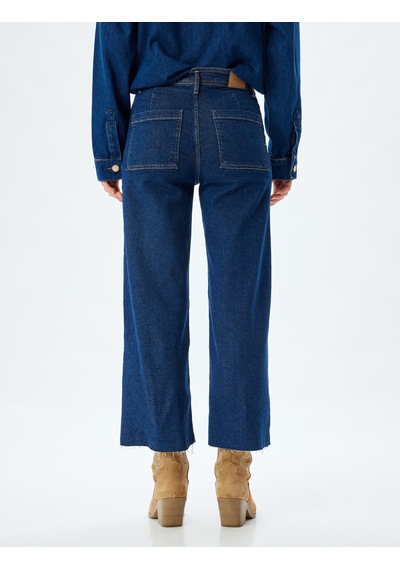 Koton Yüksek Bel Rahat Kalıp Pamuklu Denim Pantolon - Culotte Jeans Koyu İndigo 7wal40056md Indigo Koton Yüksek Bel Rahat Kalıp Pamuklu Denim Pantolon - Culotte Jeans Koyu İndigo 7wal40056md Indigo