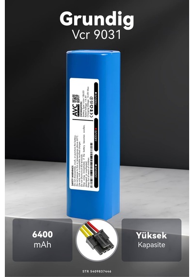 Grundig Uyumlu Vcr 9031 6400mah Robot Süpürge Bataryası M.ö