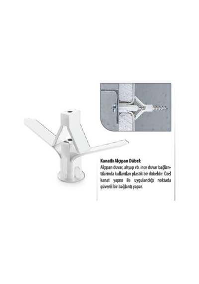 Kanatlı Alçıpan Dübeli Plastik Kelebek Dubel 100'lü Paket, Hr0356101