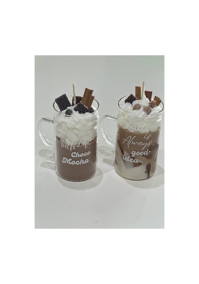 Cafe Latte Ve Mocha Soya Mum 2 Adet Beyaz