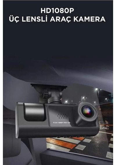 Vothoon Araç İçi 1080p 3 Kameralı Lcd Ekranlı Gece Görüşlü , G-sensör , Geri Görüş Kamera