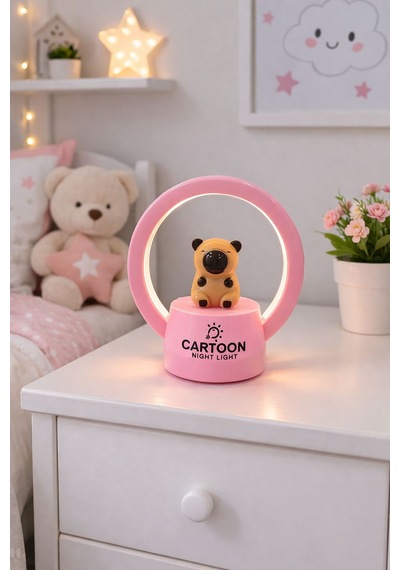 Çocuk Gece Lambası Usb Girişli Sevimli Tasarım Pembe