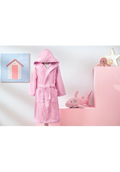 Girl Unicorn Kapüşonlu Kadife Çocuk Bornozu 5/6 Yaş Pembe