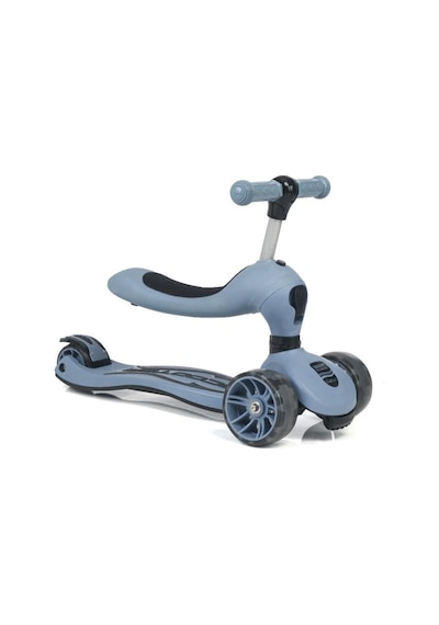 Smart Oturaklı Çocuk Scooter 3 Tekerlekli Işıklı Ledli Scooter Yükseklik Ayarlı 1-5 Yaş Gri