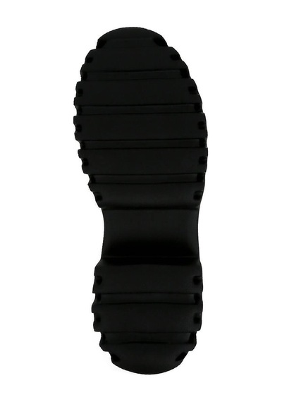 Kadın Vegan Deri Siyah Uzun Bot - Supper Black White Tasarım Multicolor