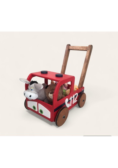 İzwoodcraft 112 Acil İtfaiye Bebek İlk Adım Arabası Ve Oyuncak Sepeti
