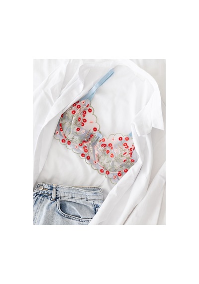 Capella By P Flora Çiçekli Mavi Desteksiz Bralet Takım Mavi - 909099802 Mavi