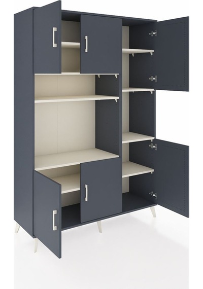 Hyperion Dolap 9 Raflı 6 Kapaklı 132x44x195 Antrasit-antrasit... Antrasit