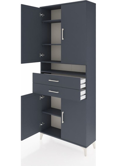 Arges Dolap 5 Raflı 2 Çekmeceli 4 Kapaklı 88x30x221 Antrasit-... Antrasit