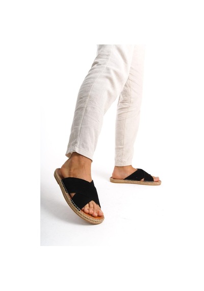 Mubiano Hakiki Deri Summer Erkek Süet Çapraz Bantlı Jüt Taban Siyah Espadril Terlik -mssr5959-s Siyah Mubiano Hakiki Deri Summer Erkek Süet Çapraz Bantlı Jüt Taban Siyah Espadril Terlik -mssr5959-s Siyah