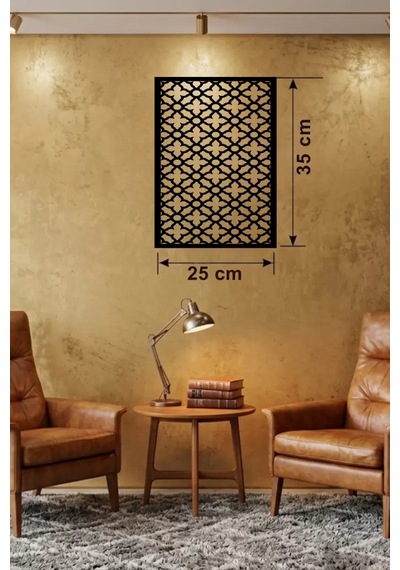 Geometrik Kafes Desenli Ahşap Duvar Tablosu - 25x35 Cm Lazer Kesim Dekoratif Pano Renkli