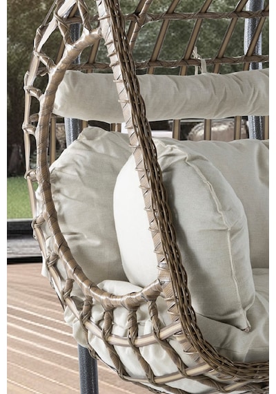 Salyan Elma Dilimi Tasarım Rattan İki Kişilik Bahçe & Balkon Salıncağı Minderli, Dayanıklı Metal Gövde Kahverengi Salyan Elma Dilimi Tasarım Rattan İki Kişilik Bahçe & Balkon Salıncağı Minderli, Dayanıklı Metal Gövde Kahverengi