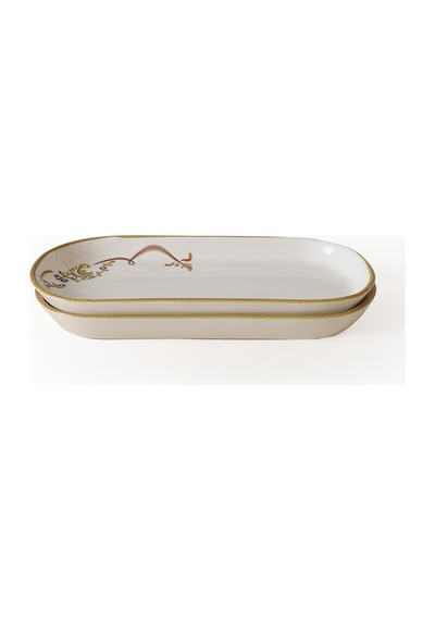 Keramika Bronze Bloom Noyan Kayık Tabak 26 Cm 2 Adet 22926 Krem