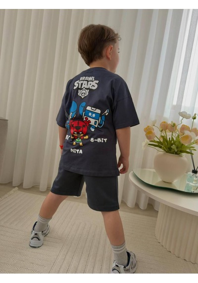 Nurbebekidss Erkek Çocuk Penye Şortlu Takım Açık Lacivert
