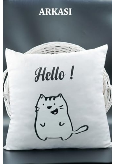 Ayrex Kırlent Kılıfı Kadife 43x43 Cm Çift Taraflı S Harfi Kedi Desenli Evlilik Teklifi Doğum Günü Diğer