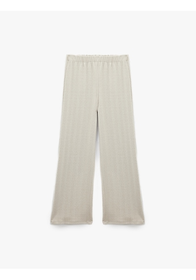 Koton Rahat Kalıp Standart Bel Dokulu Bol Paça Pijama Altı Gri 6wlk40017mk Gri