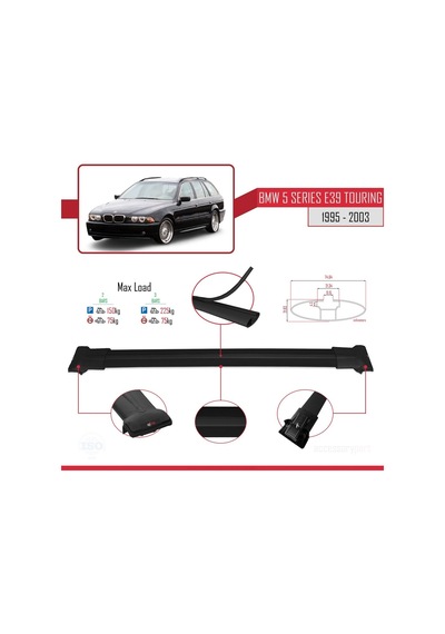 Bmw 5 Serisi E39 Tourıng 1995-2003 Arası İle Uyumlu Fly Model Ara Atkı Tavan Barı Siyah