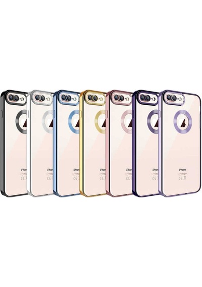 Apple İphone 8 Plus Uyumlu Logo Gösteren Kamera Korumalı Renkli Tasarım Kılıf