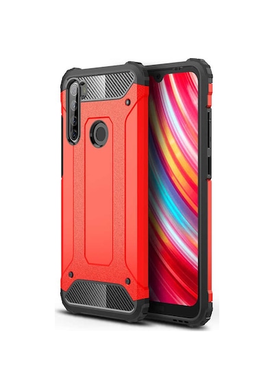 Noktaks - Redmi Note 8t Uyumlu - Kılıf Çift Katman Zırh Tank Crash Military Kapak - Kırmızı Kırmızı