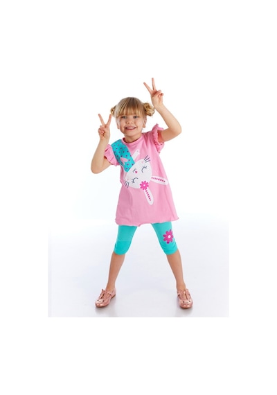 Denokids Sürpriz Tavşan Kız Tunik Takım Çok Renkli