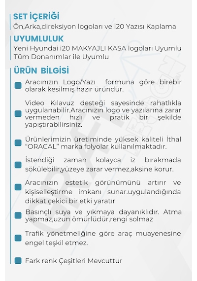 Hyundai İ20 Amblem Kaplama Sticker Set - Mat Karbon Siyah